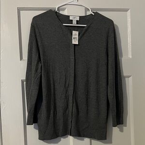 LOFT Charcoal Gray Open-Front Cardigan new with tag removed.